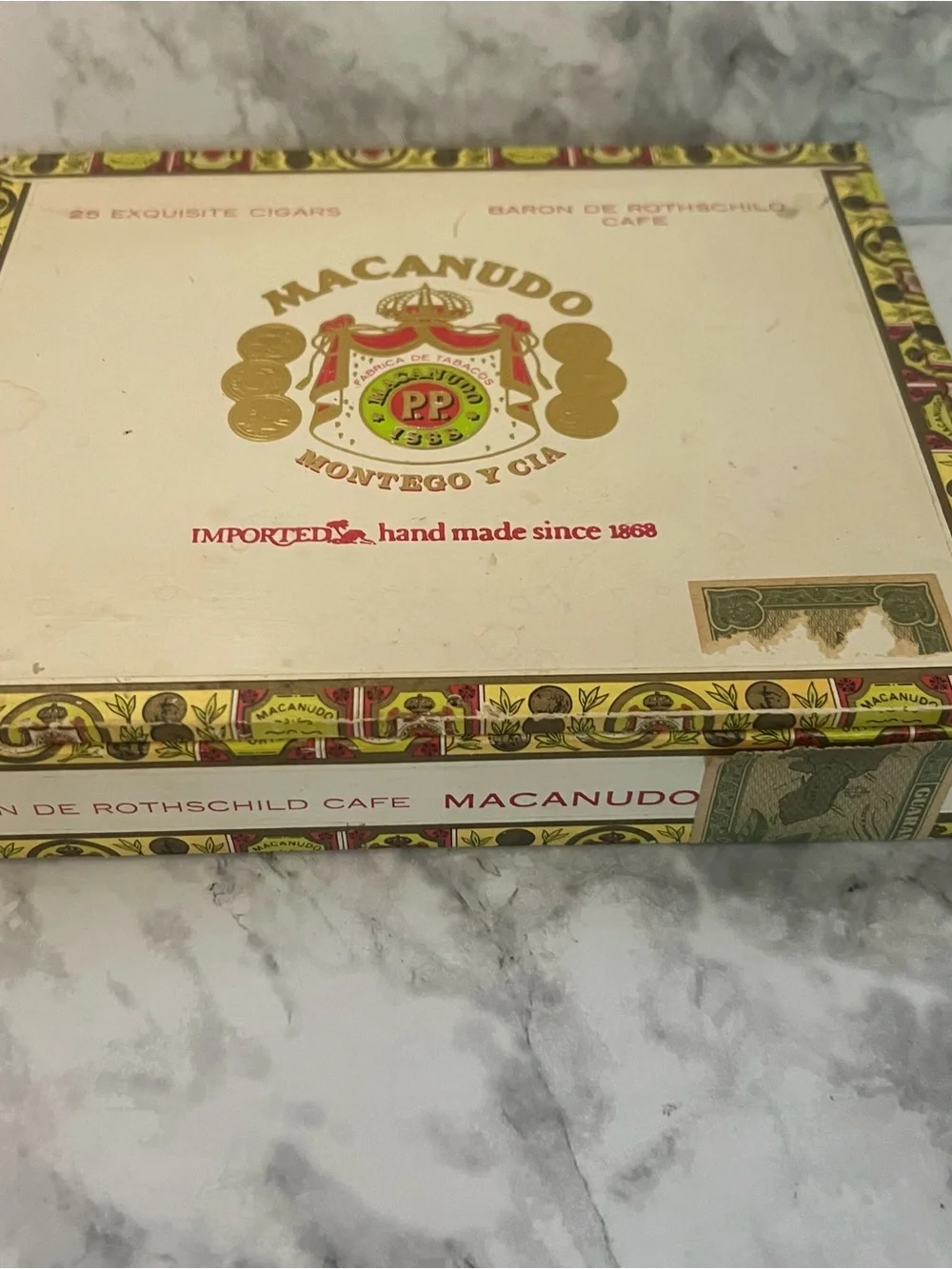Montego Y Cia Decorative Cigar Box - Cream and Gold